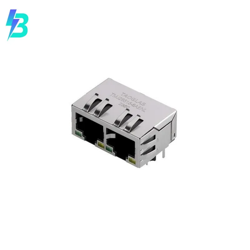 TMJ26515-8AENL PCB Connectors TMJ26515-8AENL RJ45 Atmos Series Connector Jacks With Magnetics 2 Port TMJ265158AENL 10/100 Base-T AutoMDIX