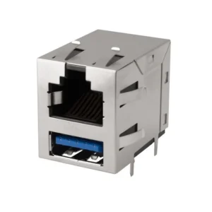 SS-90000-019 Sale SS-90000-019 Jack with USB A SS-90000 Modular Connector 8p8c RJ45 Ethernet Shielded EMI Finger SS90000019 Through Hole